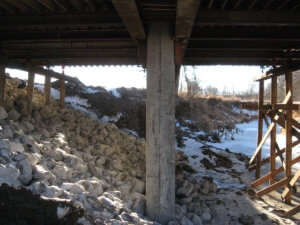 Jasper County Bridge construction underneath shot.