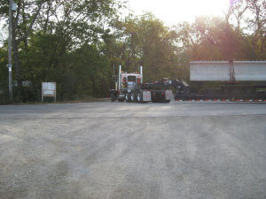 Herberger hauls equipment to the job site in Waterloo, Iowa.